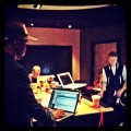Kanye West in the studio with Justin Bieber from Kenny Hamilton Instagram