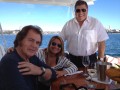 Engelbert Humperdinck, Jo Dorsey and John Symond aboard Xanadu on Sydney Harbour