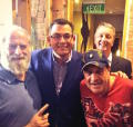 Daniel Andrews and Martin Foley with Michael Gudinski and Molly Meldrum