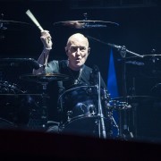 Chris Slade drummer for AC/DC performs at Etihad Stadium in Melbourne on Sunday 6 December 2015. They are in Australia on the final leg of their Rock Or Bust World Tour.