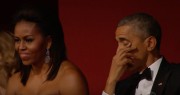 Michelle and Barack Obama watching Aretha Franklin