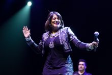 Sister Sledge, Kim Sledge, performs at Margaret Court Arena on Tuesday 12 December 2017. Photo by Ros O'Gorman