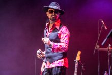 Singer Brian Canham Pseudo Echo performs at the Palais Theatre in St Kilda on Wednesday 13 December 2017. Photo by Ros O'Gorman