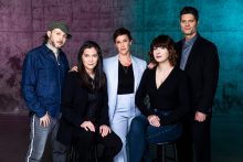 (Left to right: Sidi Larbi Cherkaoui, Diane Paulus, Alanis Morissette, Diablo Cody, Tom Kitt. Photo by Matthew Murphy)