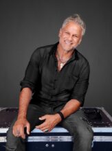 Jon Stevens posing up at the Myer Music Bowl ahead of a series of socially-distant concerts at the venue. Picture : Nicki Connolly