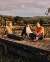 Kingfishr performing live – members Eddie Keogh, Eoghan “McGoo” McGrath and Eoin “Fitz” Fitzgibbon on stage
