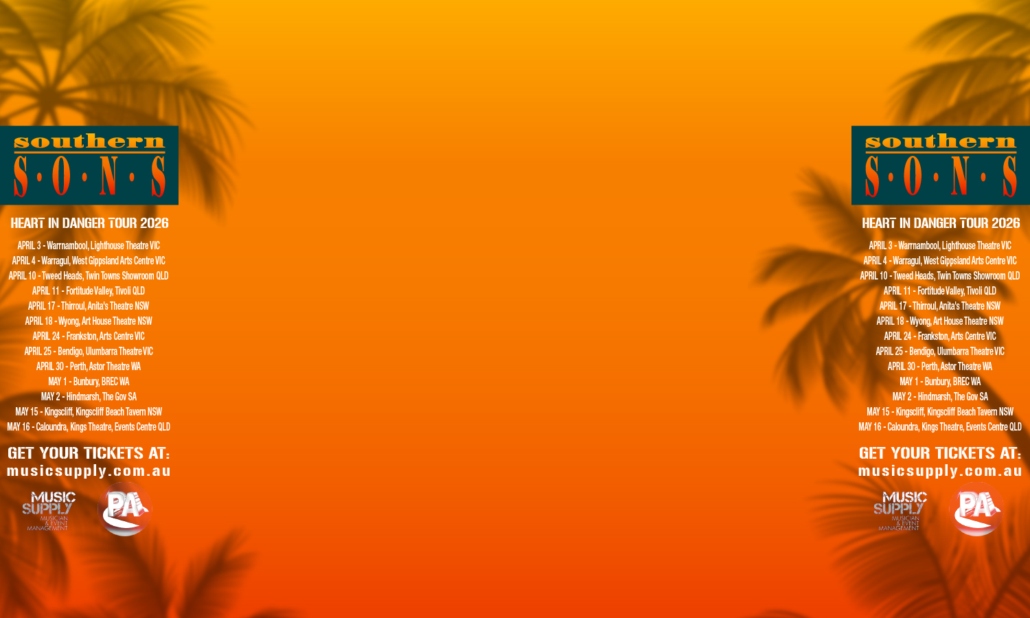 Southern Sons Heart In Danger 2026 Australian tour