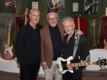 Adam Clayton with Martin Nolan of Juliens Auctions and William Doyle of Newbridge Silverware and Museum of Style Icons