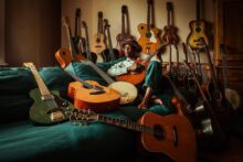 Eric Bibb performing at Bellarine Estate among vineyards