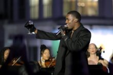 Givēon performing at the Grammy Museum Ray Charles Terrace in Los Angeles