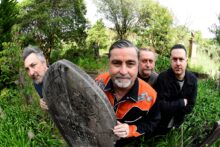 Dave Favours & The Roadside Ashes performing, promotional image for the album Service Station Chicken