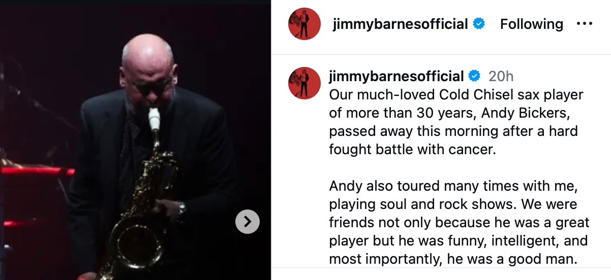 Cold Chisel, Richard Clapton, Icehouse Sax Player Andy Bickers Dies At ...