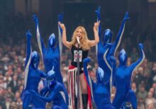 Kylie Minogue performs at the 2026 AFL Grand Final with William Barton at the MCG
