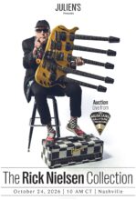 Rick Nielsen with his custom five-neck Hamer guitar from The Rick Nielsen Collection auction.