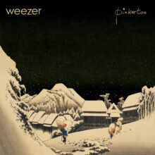 Weezer Pinkerton album cover featuring a Japanese snowy village landscape