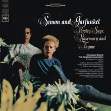 Simon & Garfunkel in a flower garden on the cover of Parsley, Sage, Rosemary and Thyme